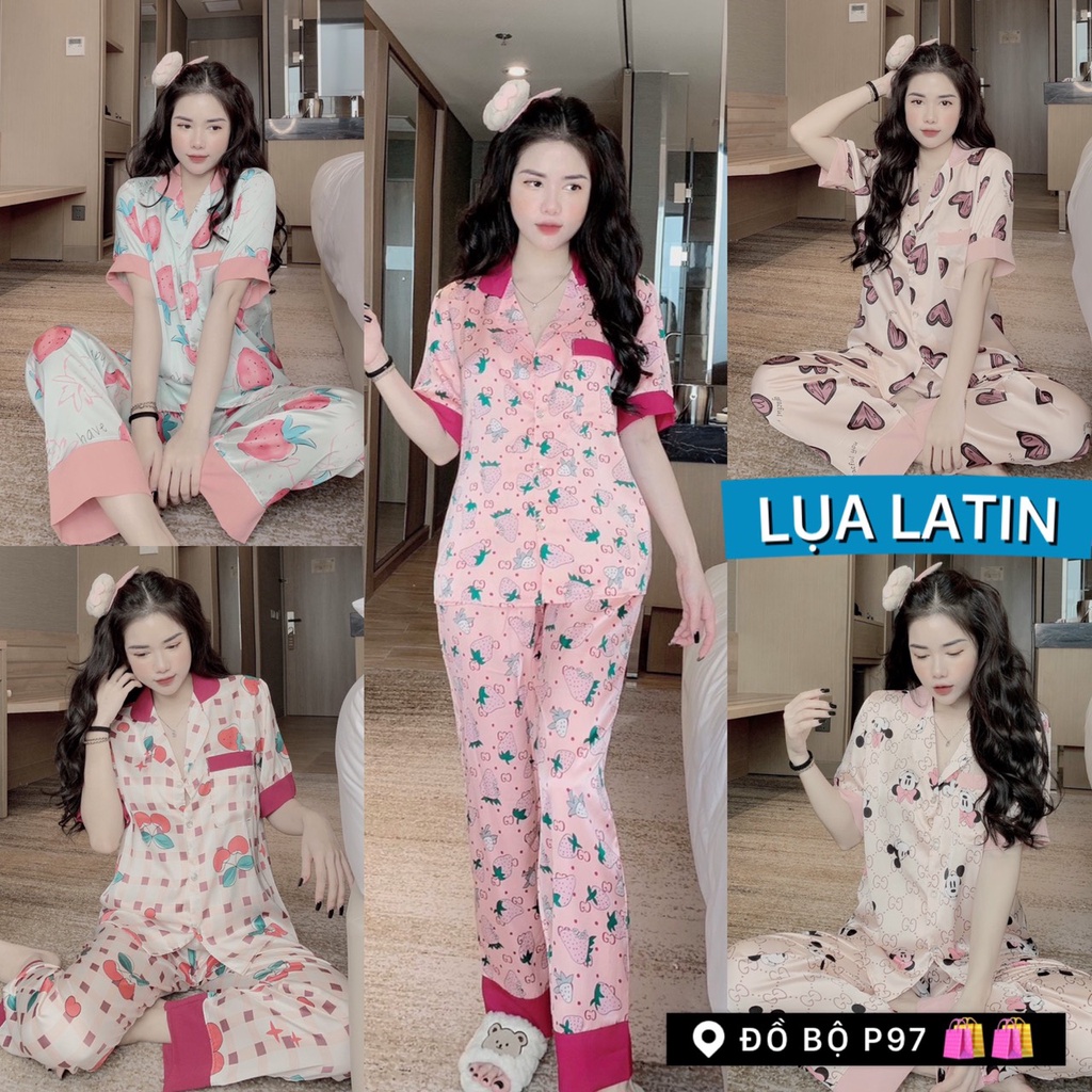 sét đồ bộ pijama nữ tay ngắn quần dài , đồ bộ mặc nhà lụa mango latin satin lụa xịn cao cấp giá rẻ tận xưởng pijama hot