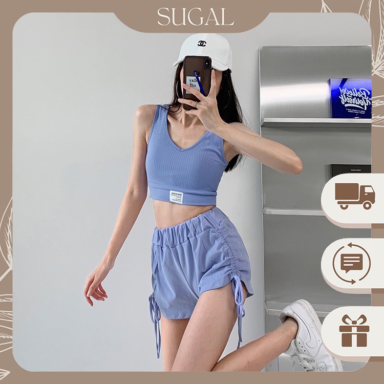 Áo Ba Lỗ Không Tay Cổ V Cổ Tim Dáng Bo Croptop Tag NEW DESIGN Chât Thun Tăm Cao Cấp Sugal TOP NU 030