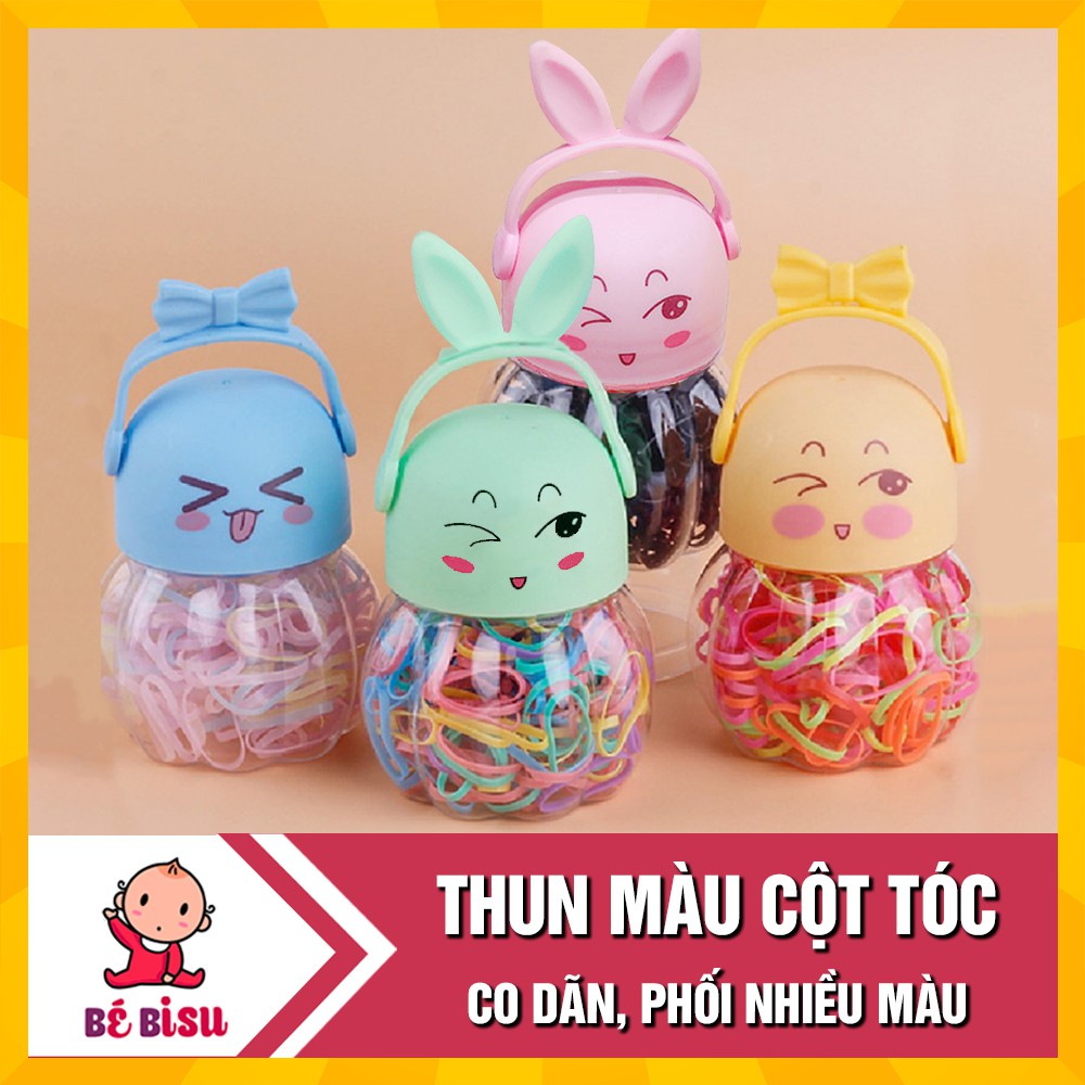 Hộp Chun, thun cột tóc nhiều màu ( khoảng ~ 200 chiếc)- CON THỎ