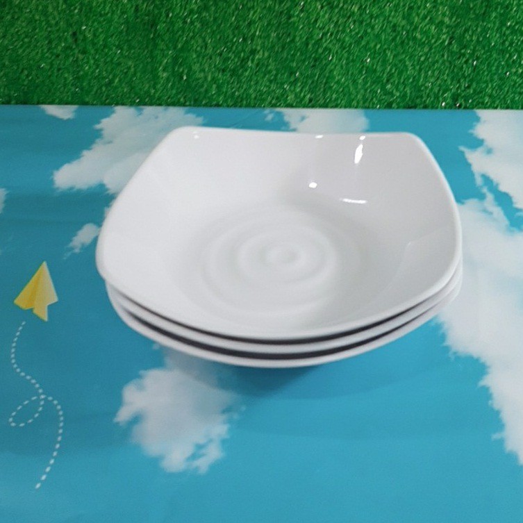 Đĩa Nhựa melamine CV 16 Đựng Kim Chi, Dĩa Hình Vuông Màu Trắng Kiểu Hàn Quốc- Cao Cấp