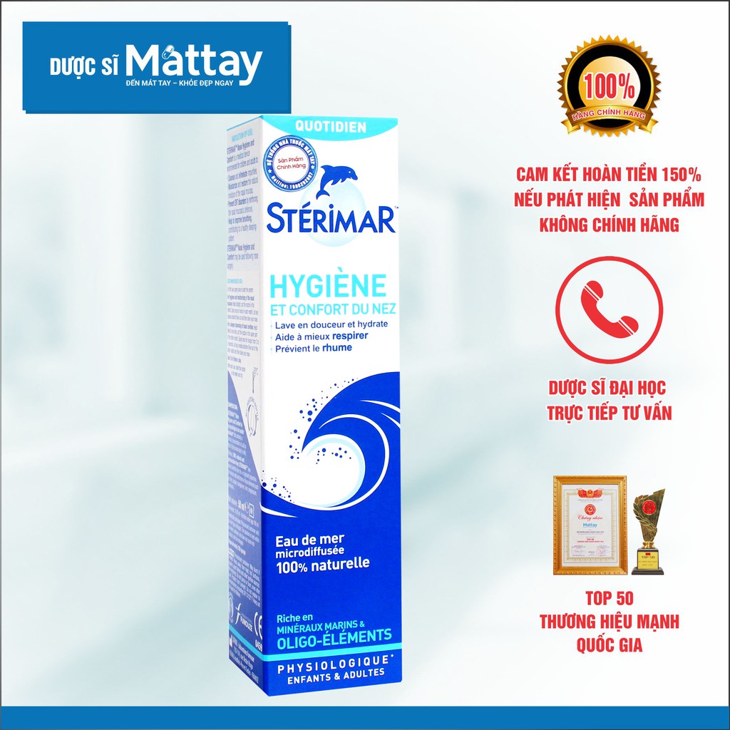 ✅ Sterimar Nose Hygiene And Comfort - Chai 50ml - Làm Sạch Mũi, Thông Mũi