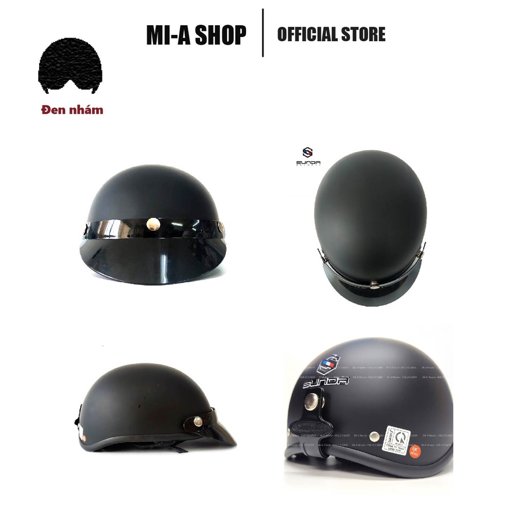 Nón bảo hiểm nửa đầu SUNDA HALYA kèm lưỡi trai - hàng chính hãng