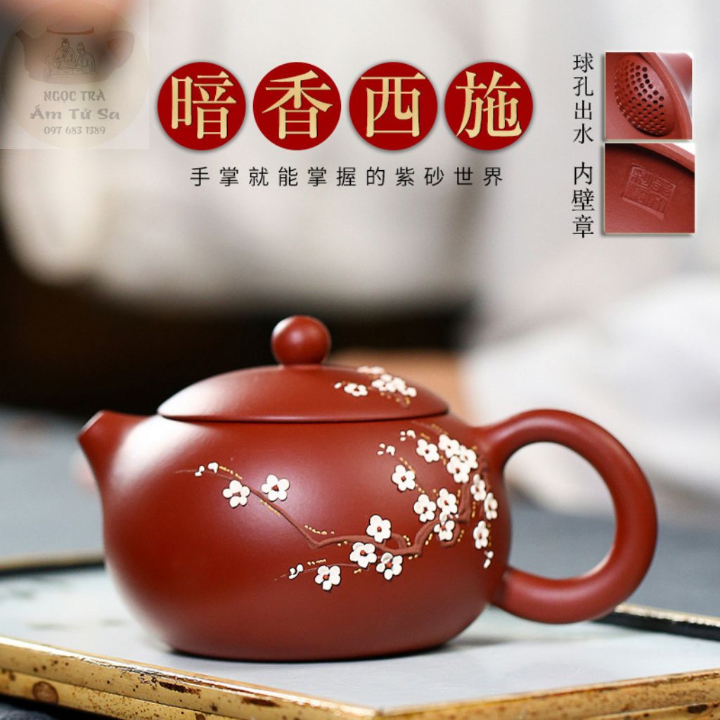 Ấm Tử Sa Tây Thi Hoa Mai - Ngọc Trà Shop - Chất Đất Nguyên Khoáng Đại Hồng Bào Nghi Hưng