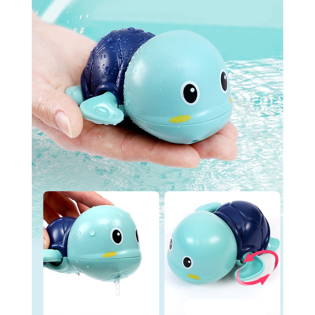 Rùa con đồ chơi nhà tắm bãi biển dễ thương lên dây cót thả nước bồn tắm cho trẻ nhỏ Chammart
