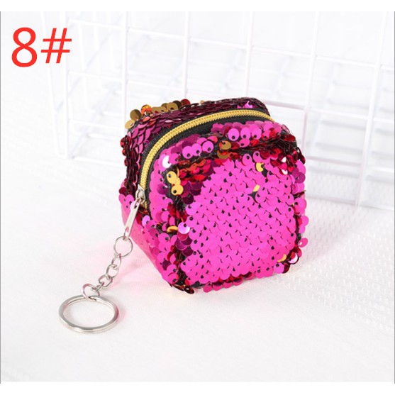Ví hình hộp mini đính sequin lấp lánh đựng tiền đồng dễ thương | BigBuy360 - bigbuy360.vn