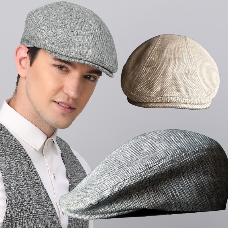 Mũ Beret Vải Lanh Cotton Phong Cách Anh Quốc Cho Nam