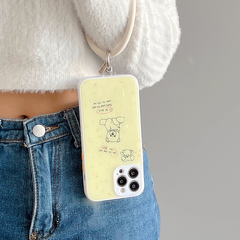 Ốp Điện Thoại Silicon Họa Tiết Chú Gấu Kèm Vòng Đeo Tay Cho iPhone 13 12 11 Pro Max Xs XR X Xs Max