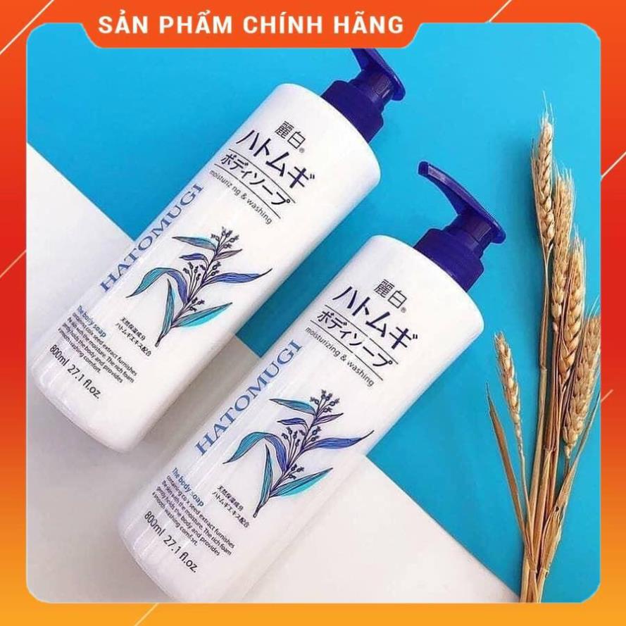 Sữa Tắm Dưỡng Ẩm Trắng Da Ý Dĩ Hatomugi Moisturizing Washing Body 800ml Nhật Bản