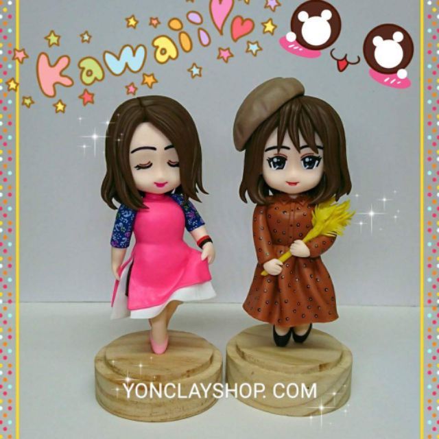 Tượng đất sét chibi theo yêu cầu loại ko hộp mica