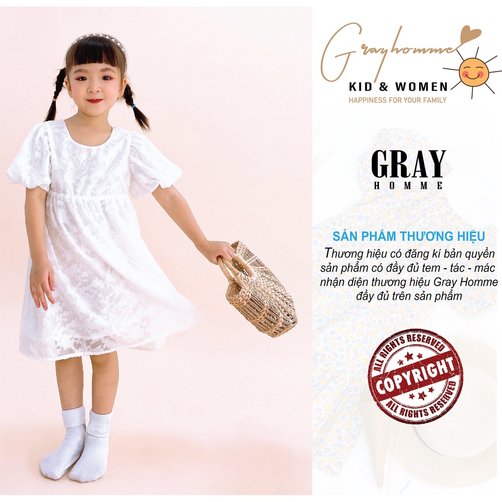 Váy Công Chúa Bé Gái GRAYHOMME Hai Nơ Sau Lưng, chất ICECOOL siêu thoáng mát thấm hút tốt (VK004)