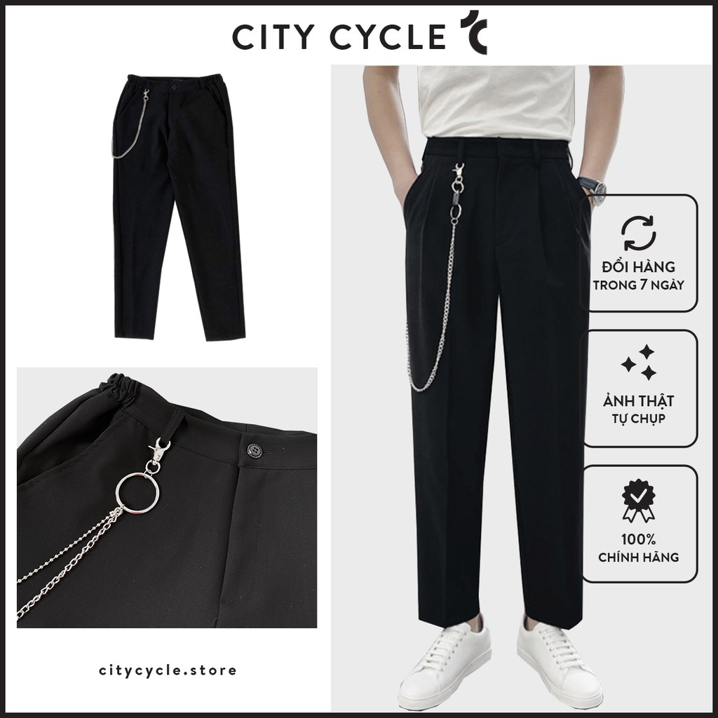 Quần tây nam Basic trousers City Cycle - Quần âu tặng kèm dây xích dáng Unisex ống suông Local Brand