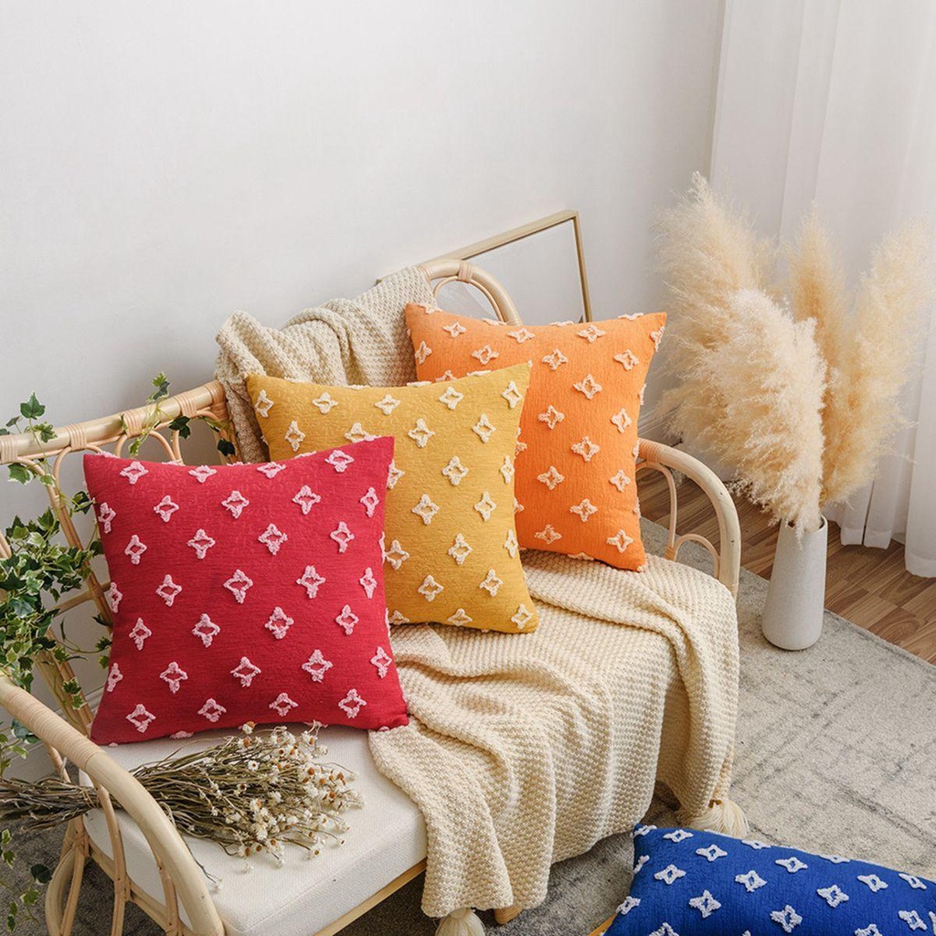 Vỏ Gối Sofa Trang Trí Phòng Ngủ Họa Tiết Hình Thoi Mềm Mại