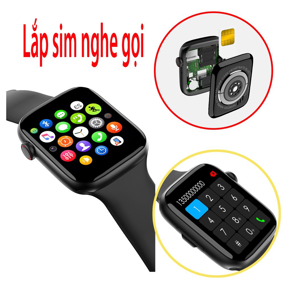 Smart watch lắp sim nghe gọi F2 series 6, đồng hồ thông minh điện thoại chống nước kiểu dáng apple watch