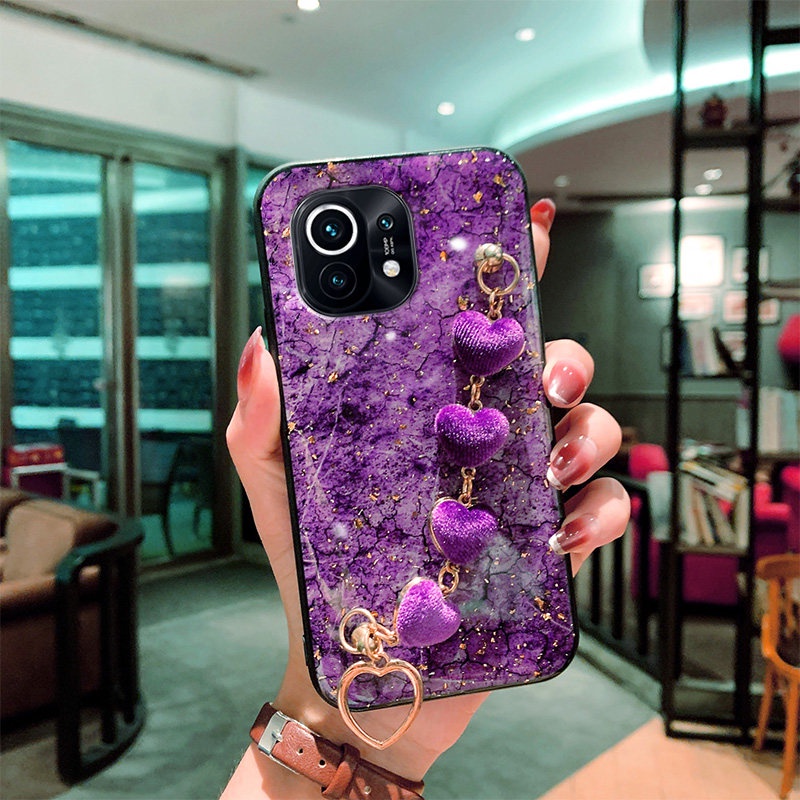 Ốp Điện Thoại Lông Nhung Mềm Có Vòng Tay Hình Trái Tim Cho Xiaomi Redmi Note 10 9 8 11 Lite 9C 10C 9T Poco M3 Pro 5G X3 F3