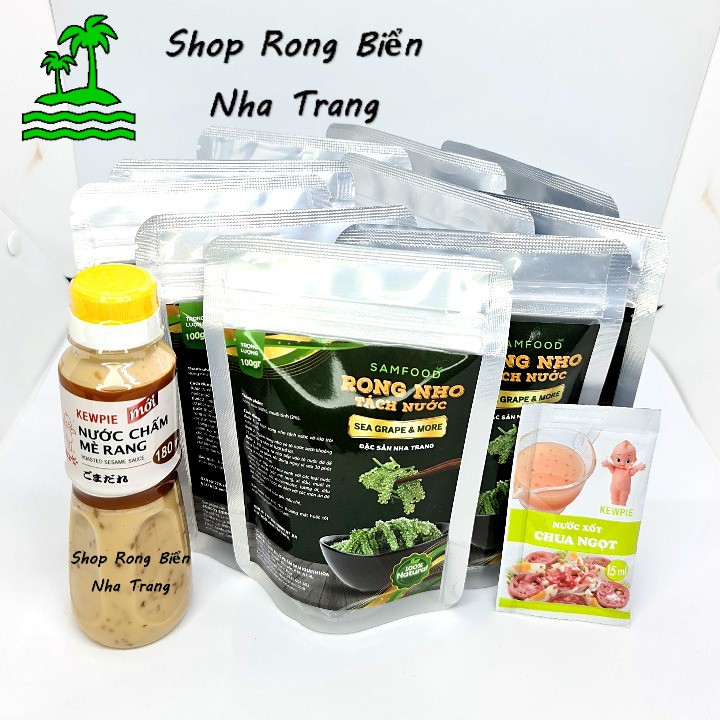 Rong nho tách nước Sam Food 1 ký 10 gói 100g - Tặng 1 chai và 1 gói nước sốt chua ngọt