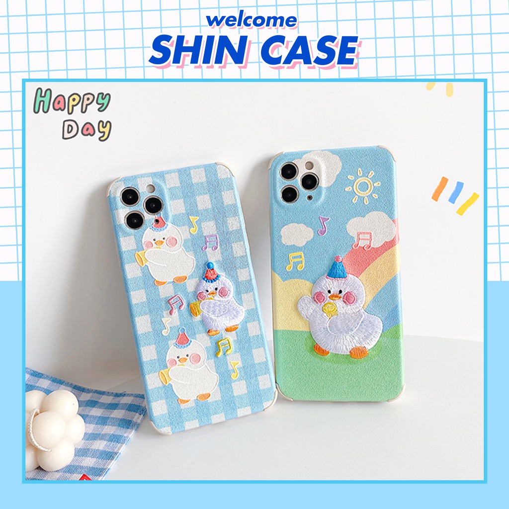 Ốp lưng iphone Rainbow Duck thêu viền chống va đập 5/5s/6/6plus/6s/6splus/7/7plus/8/8plus/x/xs/11/12/pro/max/plus/promax