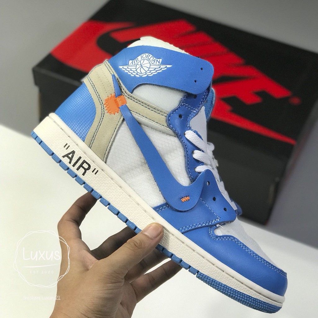 Giày thể thao sneaker nam nữ AIR JORDAN 1 OFF WHITE Retro High University UNC xanh trắng