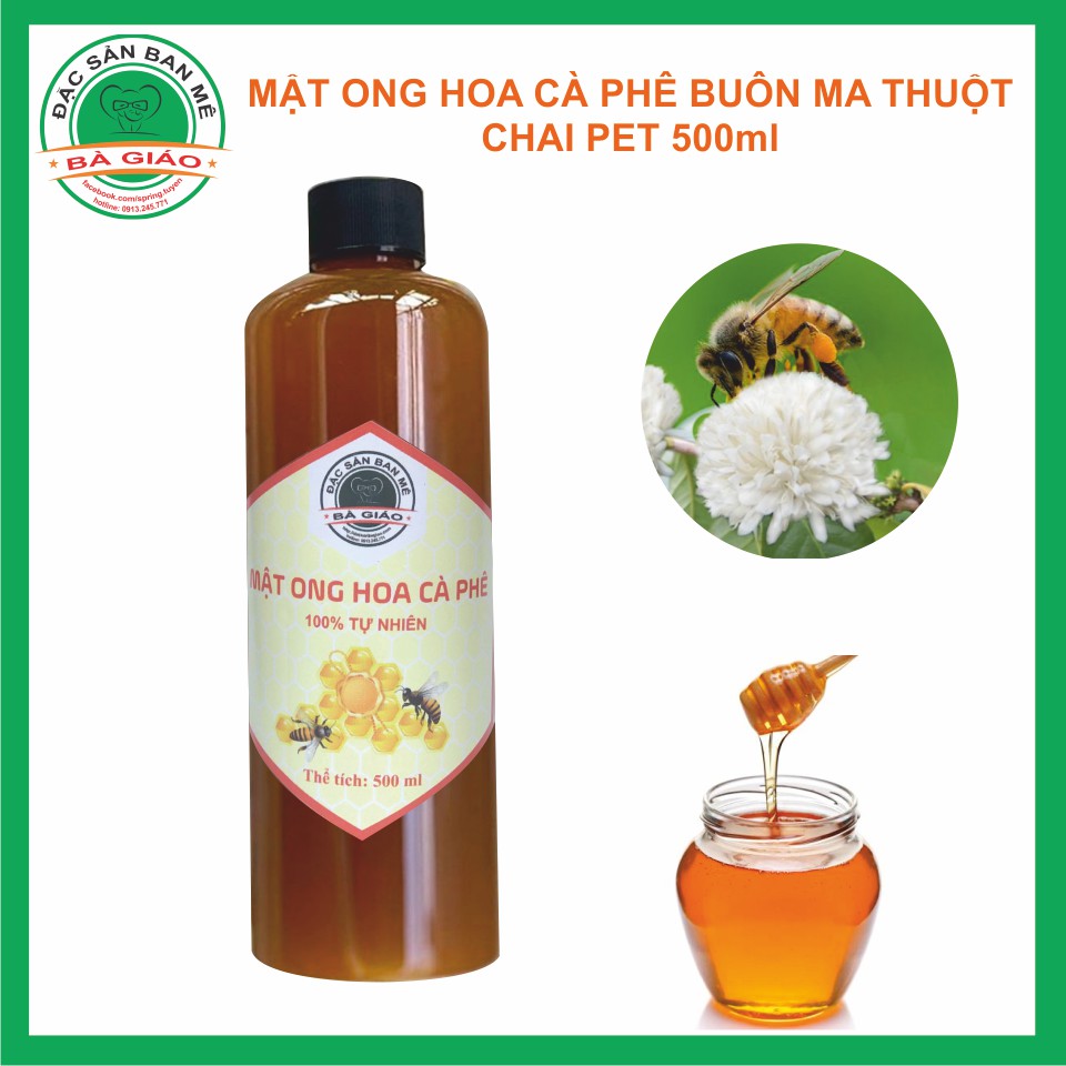 Mật ong hoa cà phê đặc sản Buôn Ma Thuột chai 500ml (đặc sản ban mê Bà Giáo)