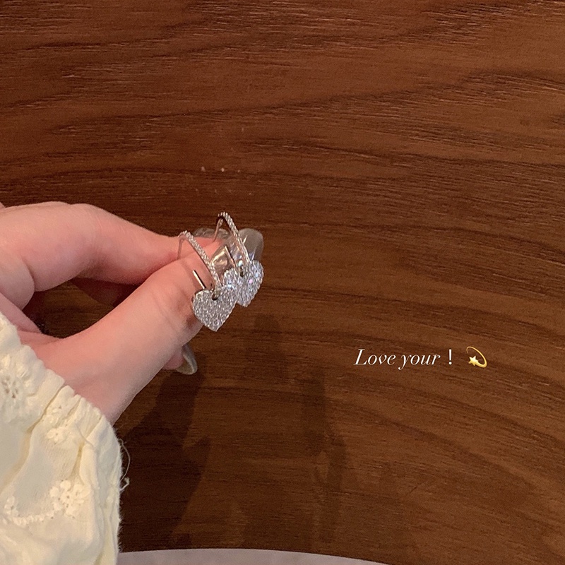 Bông Tai Hình Trái Tim Đính Đá Toàn Diện Thời Trang Cho Nữ 2022