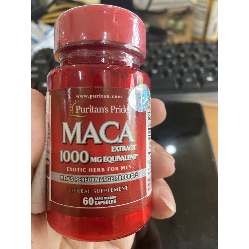 Viên uống tăng cường sinh lực nam Puritan's Pride Maca 500mg ,1000mg 60 viên của Mỹ