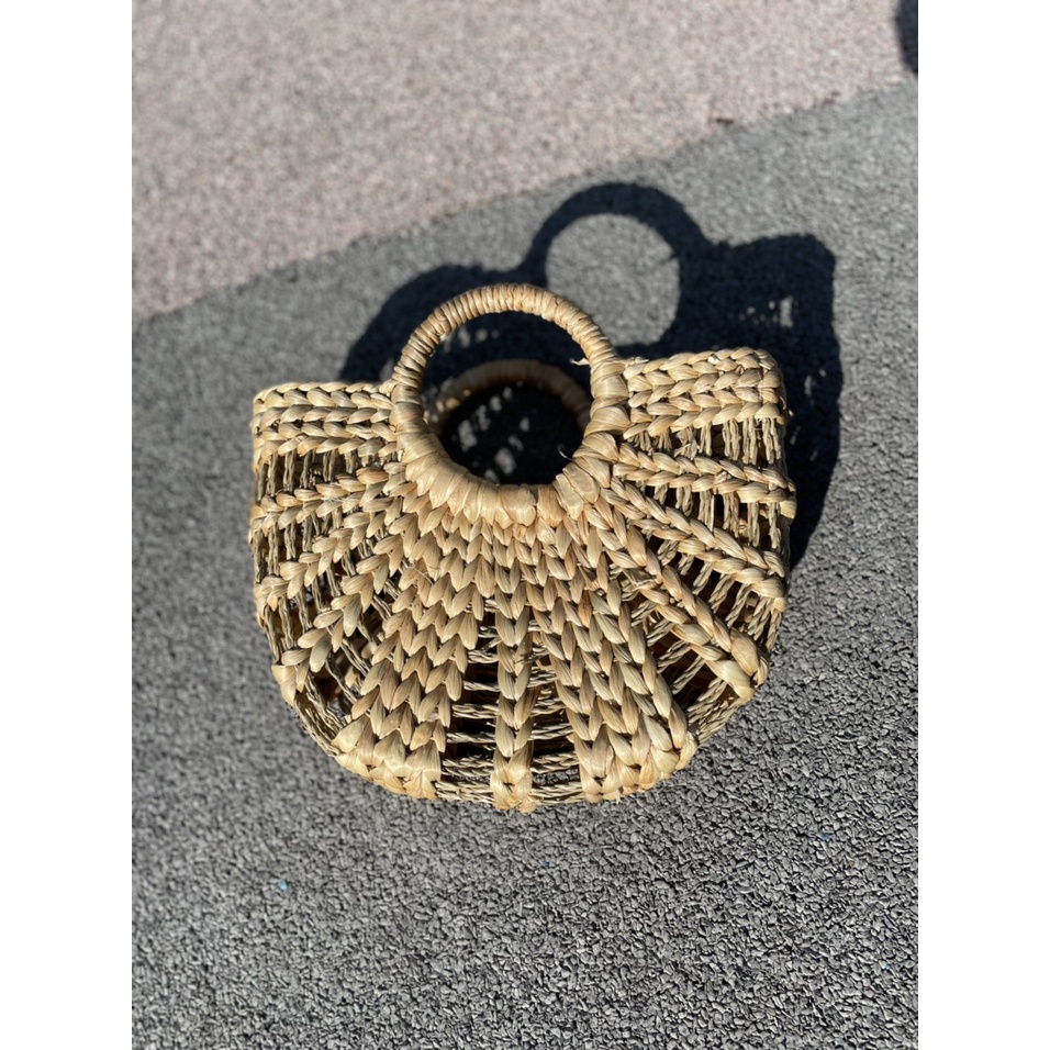 Túi cói nữ thời trang đi biển mùa hè Bán Nguyệt giá rẻ túi mẹ bé cói thủ công mỹ nghệ TC01
