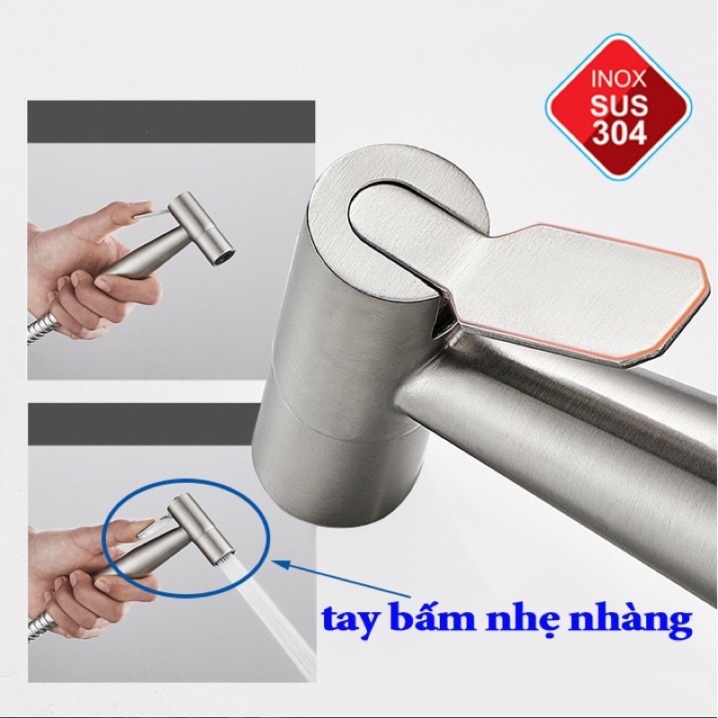 Xịt vệ sinh dây 3 lớp đầu xịt inox 304