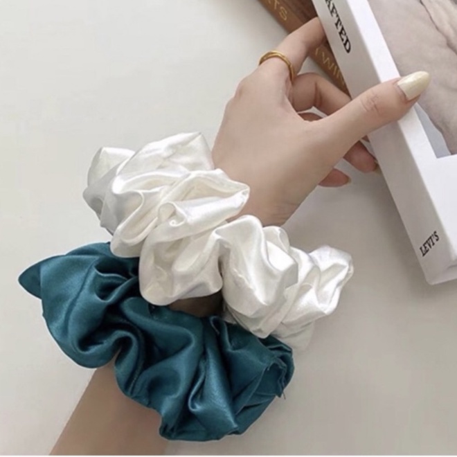 [Hàng thiết kế] Scrunchies dây cột tóc handmade size to siêu phồng vải lụa cao cấp hot trend dành cho bạn gái