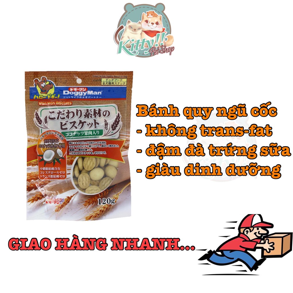 Bánh quy ngũ cốc Doggy Man 120gram - bánh thưởng ngũ cốc thơm ngon dành cho thú cưng: chó, mèo...Kitty Pet Shop BMT