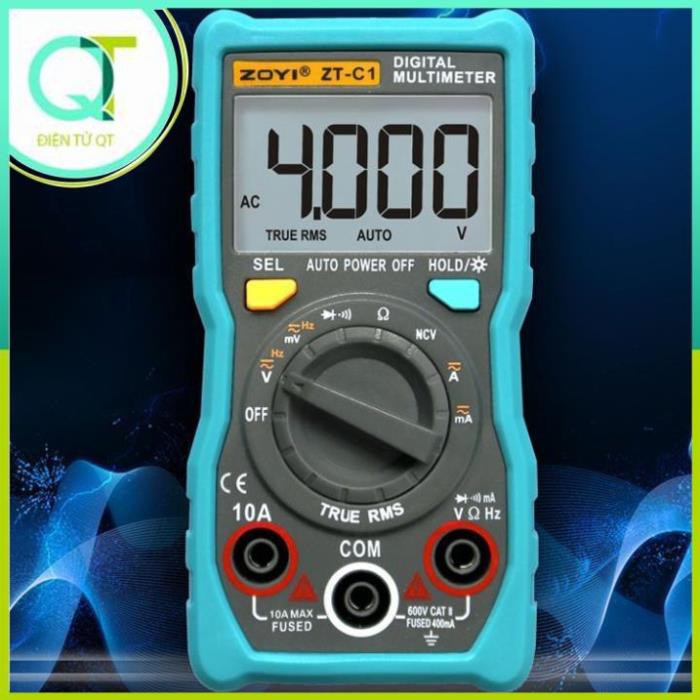 Đồng hồ vạn năng kỹ thuật số Zotek Zoyi Zt-C1 Multimeter bỏ túi đa chức năng đo AC/DC ôm Hz, rò nguồn điện