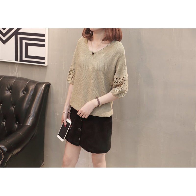 Áo len nữ thời trang thu đông, Áo len lưới cánh rơi nữ  xinh nhiều màu lựa chọn Al17