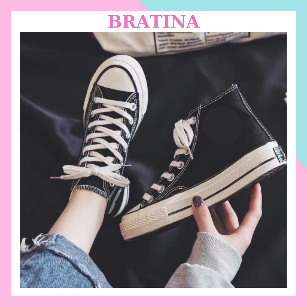 Giày nữ thể thao sneaker đi học đẹp big size trắng đen đế cao giá rẻ BRATINA G002