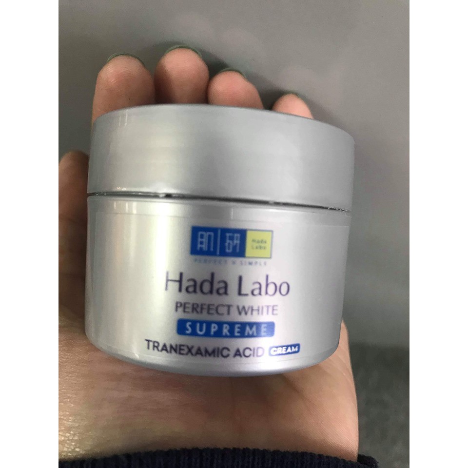 Kem Dưỡng Hadalabo Perfect White Supreme Tranexamic Acid 50G (Bạc)