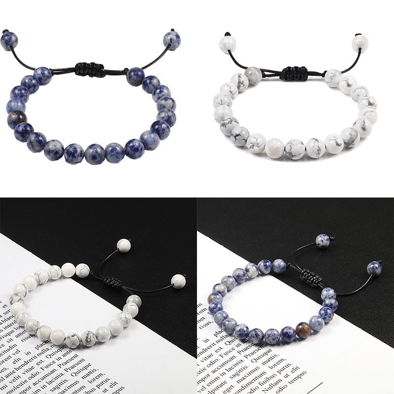 Vòng Tay Bện Dây Gắn Hạt Đá Núi Lửa 8mm Thời Trang Unisex ZOEVNXH