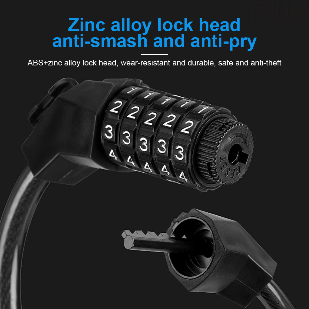 Khóa Dây An Toàn Chống Nước 5 Số Cho Xe Đạp