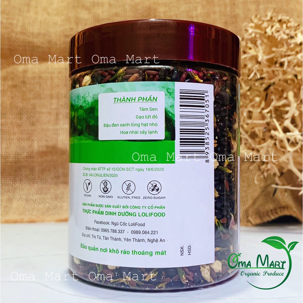 Trà ngũ cốc tâm sen hoa nhài Lolifood 450g