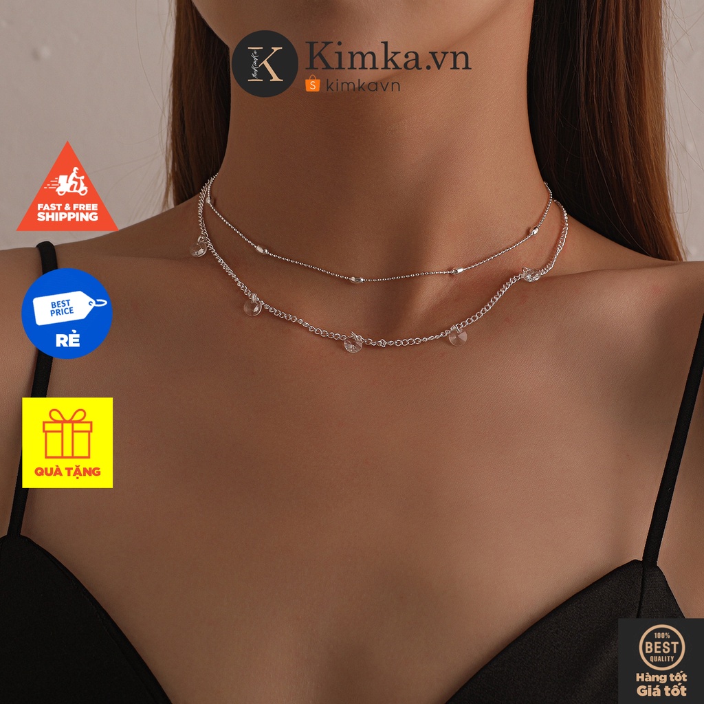 (030) Vòng Cổ, Dây Chuyền Hai Lớp Chuỗi Hạt Tròn Thanh Lịch