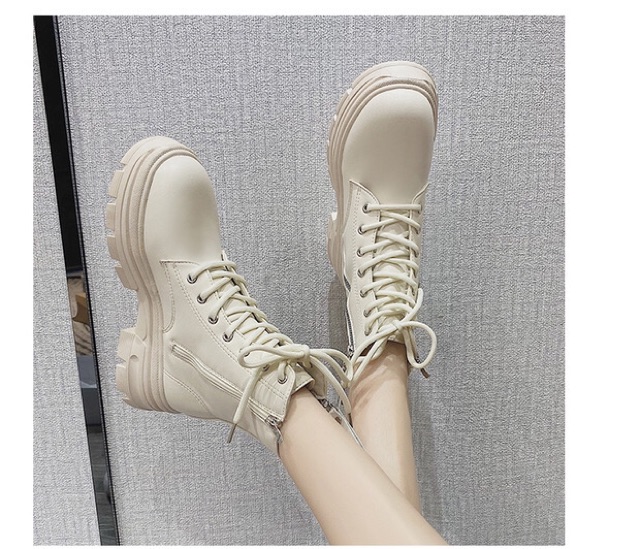 [Có Sẵn] Giày bốt Martin nữ cổ ngắn đan dây đế cao 5cm có khoá sườn | BigBuy360 - bigbuy360.vn