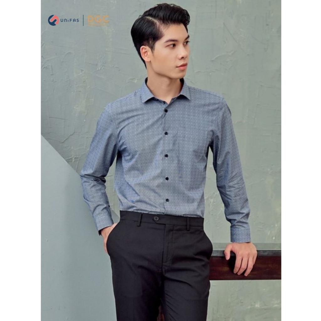Áo sơ mi nam dài tay DGCs dáng suông họa tiết hiện đại, chất vải ít nhăn thoáng mát thấm hút tốt SASDBB03M
