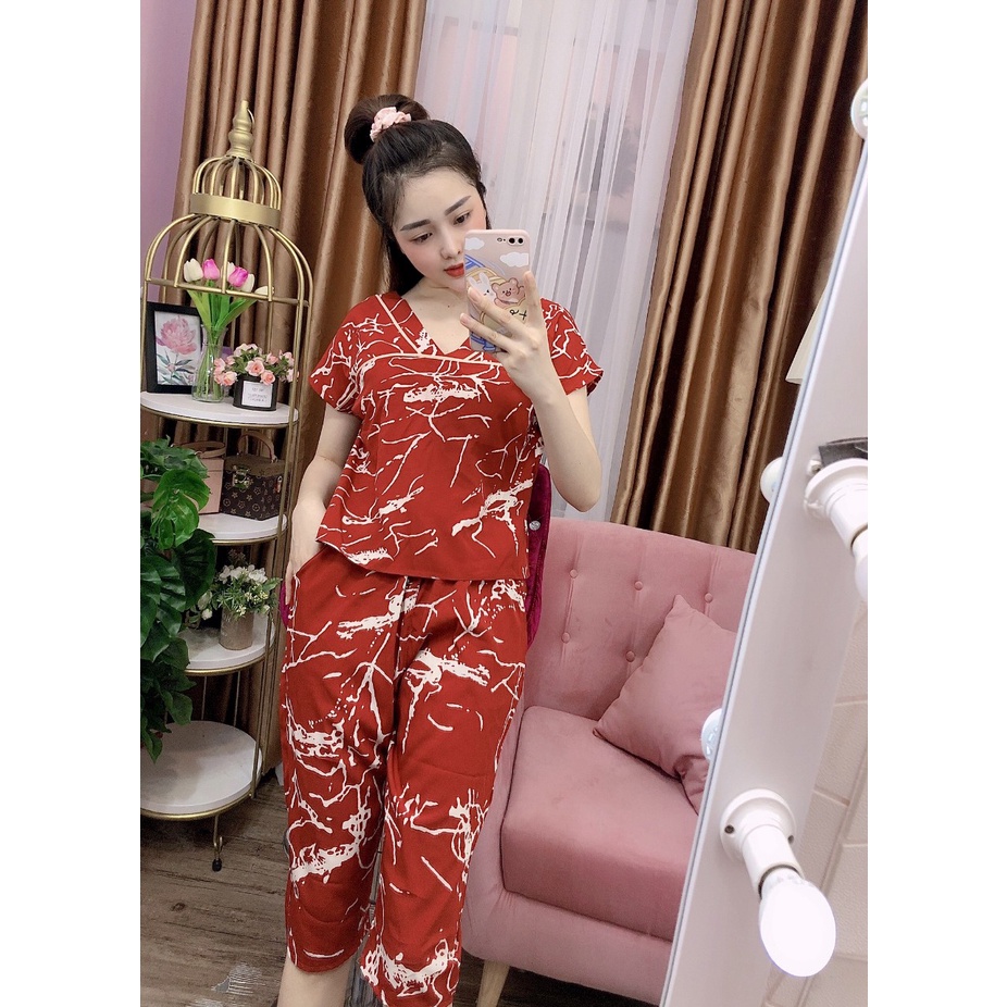 Đồ bộ lửng lụa họa tiết hoa lạ (LUATUYET)