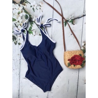 Bikini buộc nơ viền trắng