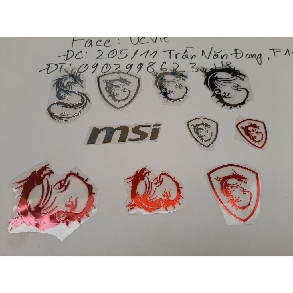 LOGO MSI mạ inox bóng Sticker kim loại