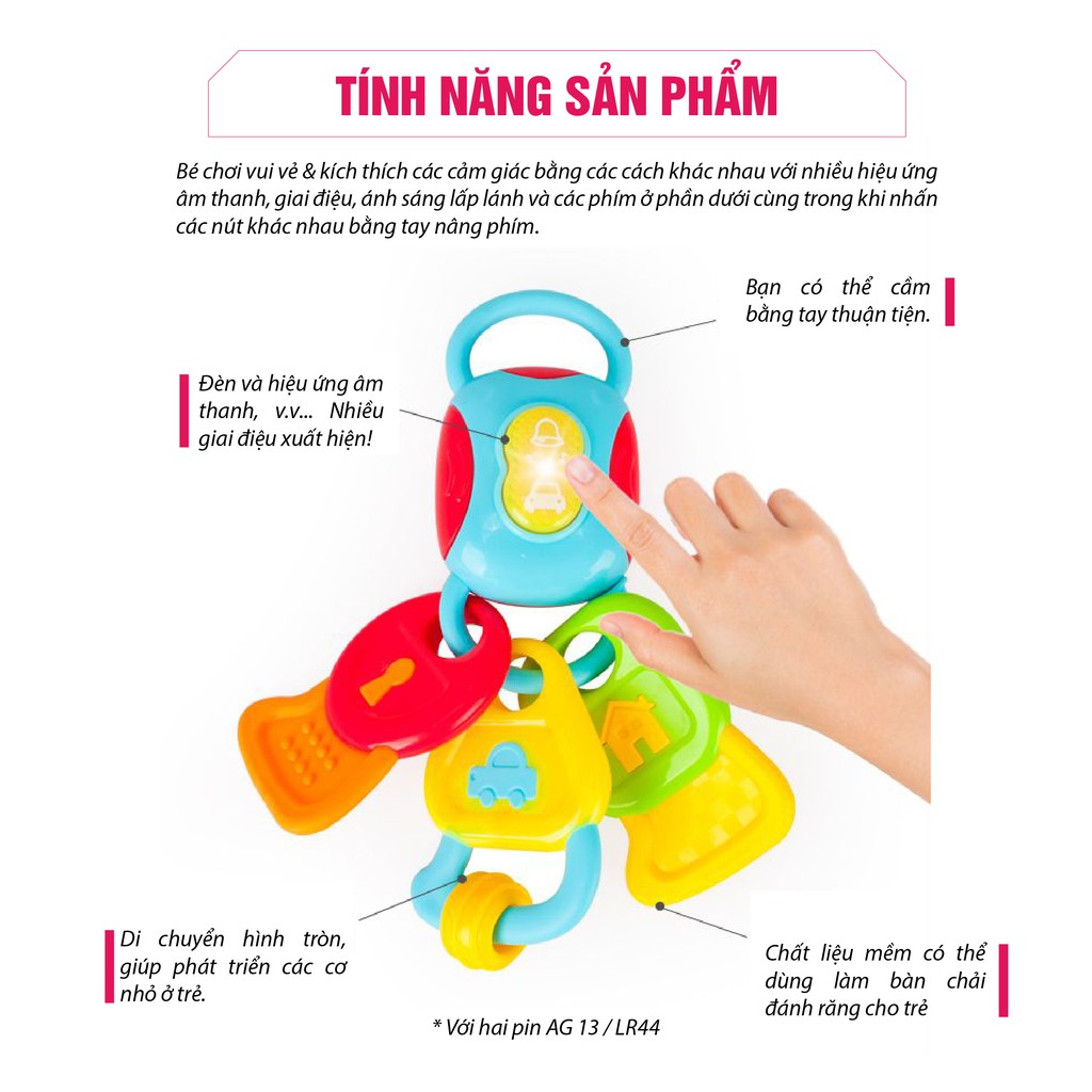 Chìa khóa đồ chơi phát nhạc kiêm gặm nướu Winfun 0185, nhựa cao cấp an toàn cho bé