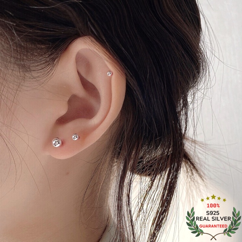 Bông Tai Bạc S925 Bi Nhí Mini Dots Nhiều Size Tối Giản | Khuyên Tai Unisex Trang Sức Bạc