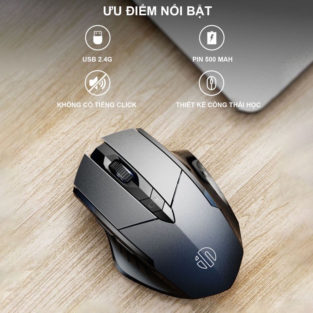 Chuột gaming không dây sạc pin Sidotech Inphic P6W cho game thủ chơi game chuyên nghiệp kết nối Wireless 2.4G