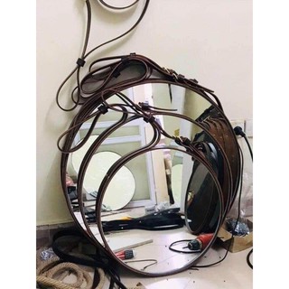 Gương Treo Tường - Gương Tròn D60 Dây Da Simili Cao Cấp - Đường Kính 60cm [ĐÓNG HỘP - FULL PHỤ KIỆN]