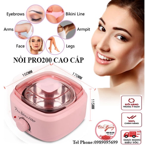 Nồi Nấu Sáp Wax Lông Pro Wax 200 cao cấp tặng kèm que