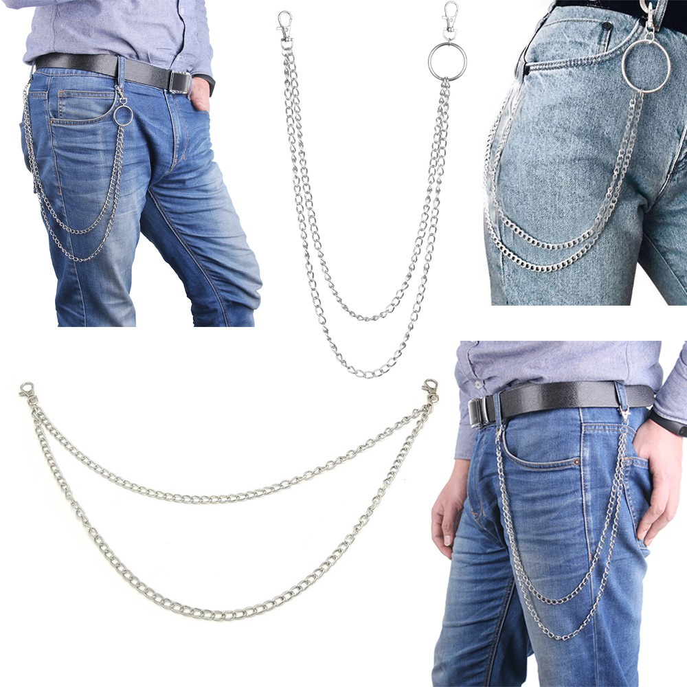 Dây xích kim loại một/hai/ba lớp đeo thắt lưng gắn chìa khóa/ví thời trang 10 kiểu tùy chọn phong cách punk rock