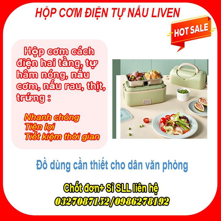 Hộp Cơm Điện Thông Minh Tự Nấu Cho Nhân Viên văn Phòng 💥 SALE SẬP SÀN 💥 Hộp Cơm  Văn Phòng Tự Hâm Nóng 3 ngăn