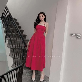 Đầm maxi dáng xòe cúp ngực 2 dây đan lưng!