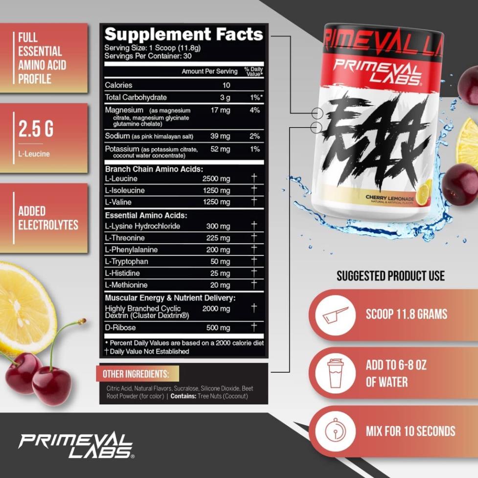 Primeval Labs Eaa Max Bổ Sung Hỗ Trợ Hấp Thu Protein Giúp Phục Hồi Cơ Bắp (30 Lần Dùng)
